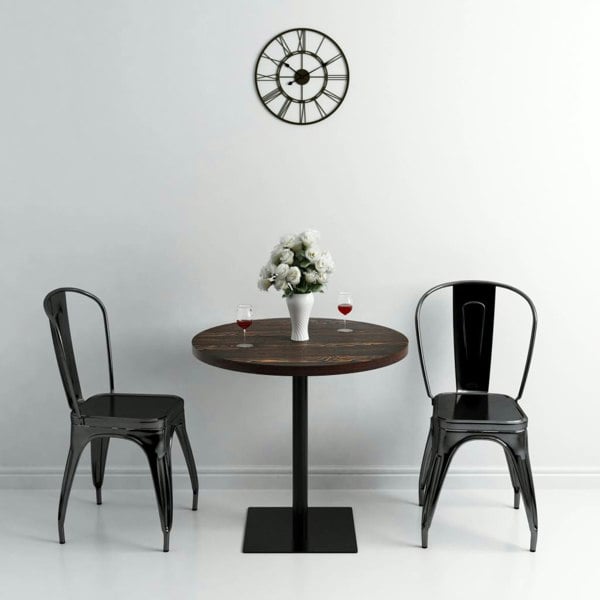 Berkfield Bistro Table MDF and Steel Round 80x75 cm Dark Ash
