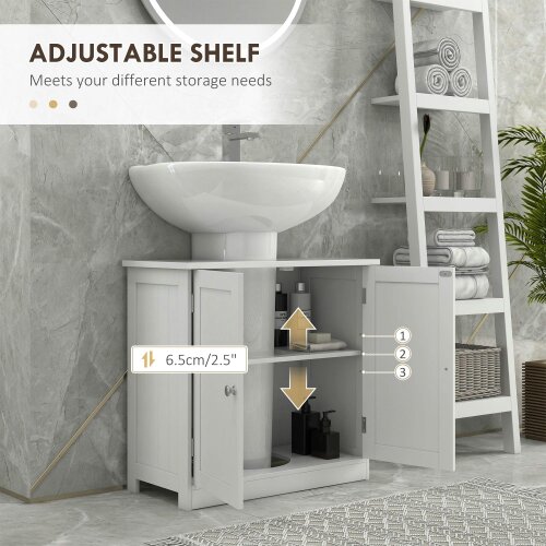 Wyld Haus Neha Under Sink Bathroom Vanity Storage Unit With 2 Tier Interior White