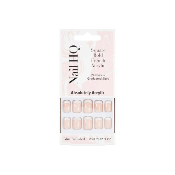 Nail HQ Square Bold French Acrylic Nails (24 Pieces)