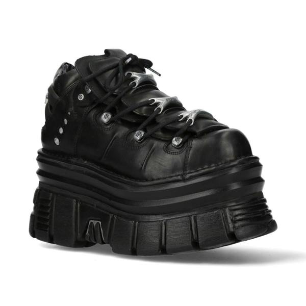 New Rock M-106-C178 Black Tower Gothic Punk Chunky Ankle Boots