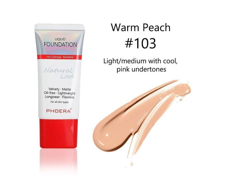 Phoera Liquid Full Coverage Foundation Soft Matte Waterproof Makeup 