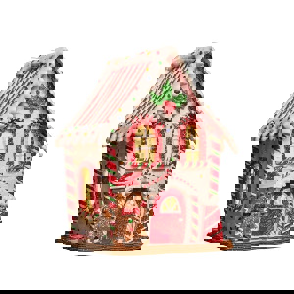 Samuel Alexander 20cm Battery Operated Light up Gingerbread Candy Cabin with Warm White LEDs