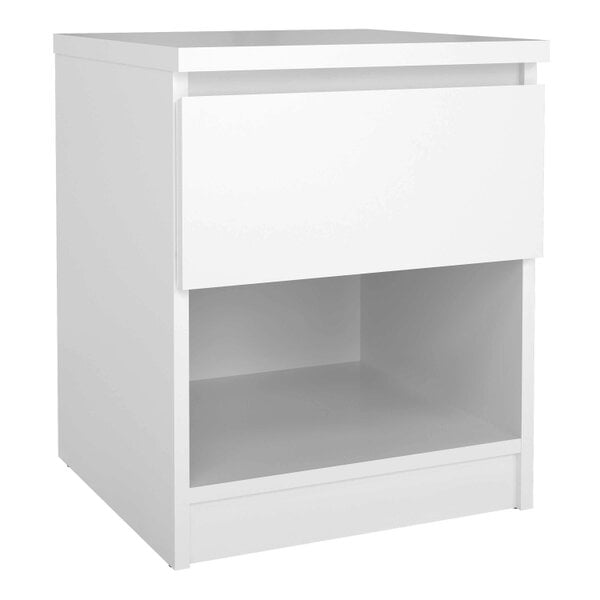 Wyld Haus Budapest White Wooden Bedside Table 1 Drawer 1 Shelf