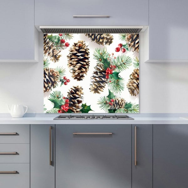 Warren Reed - Designer Festive Pine Cones and Holly Kitchen Splashback