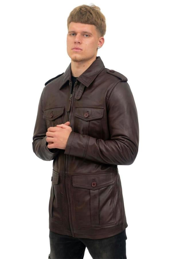 Infinity Leather Mens Leather Parka Safari Coat-Mesa Verde