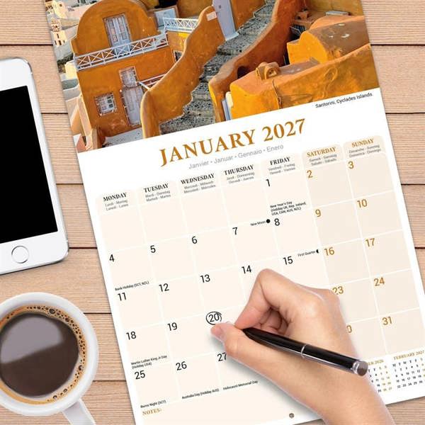 Greek Islands Calendar 2027, Wall Calendars, Month To View, Travel, Gift