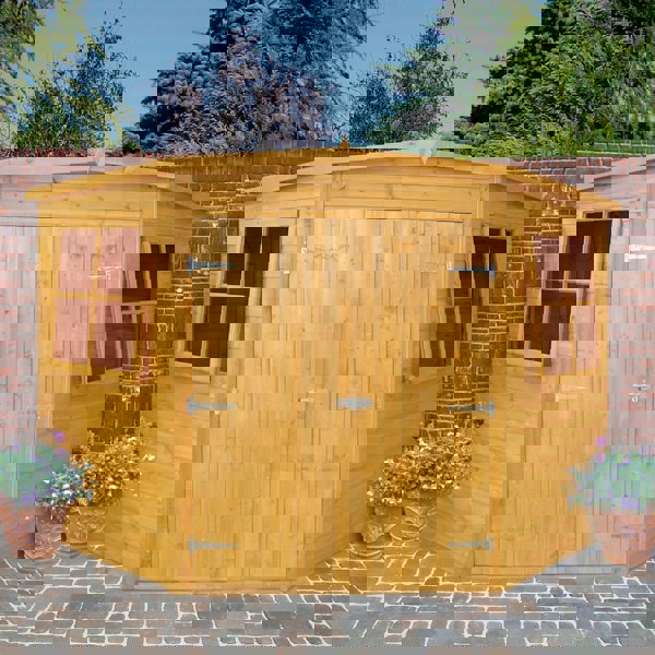 Shire Premium Corner Shed 10x10 2x2" framewood 12mm interlock cladding - Best Shed