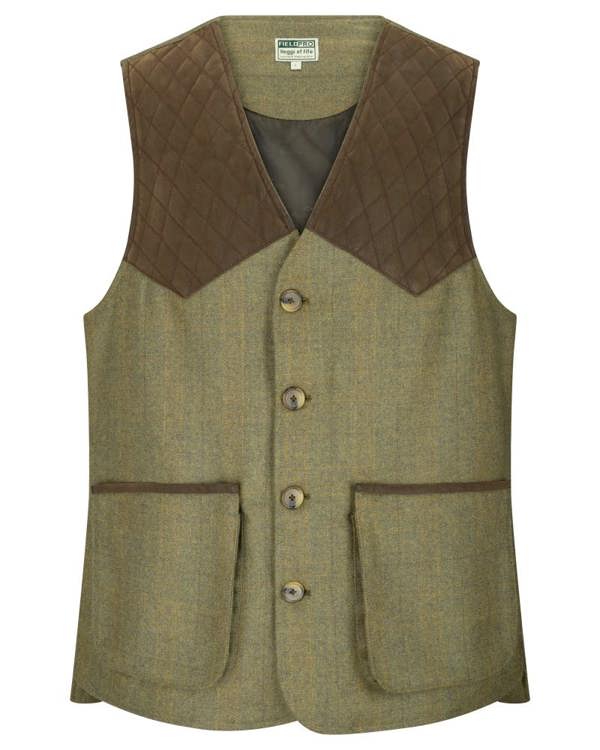Hoggs of Fife Kinloch Technical Tweed Field waistcoat ideal for game shooting with large bellow pockets