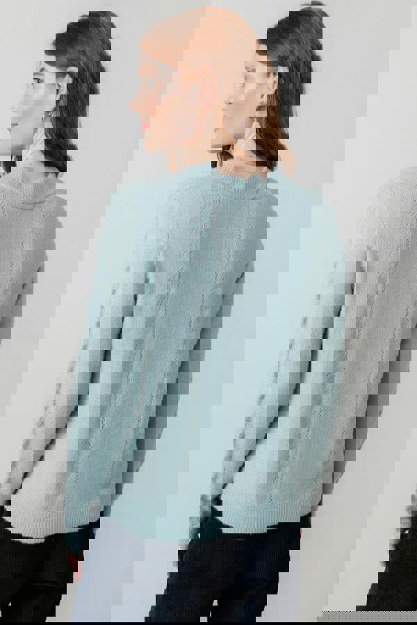 Lily & Me Elise Tie Neck Pointelle Jumper Ice Blue