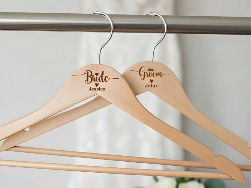 Dyzi Personalised Wooden Clothes Hangers Custom Engraved