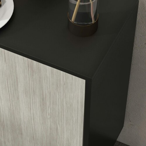Wyld Haus Vepamo Neutral Black and Grey Sideboard 4 Doors 2 Shelves