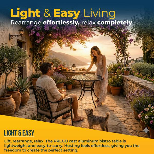 Homeology PREGO Garden and Patio Black Cast Aluminium Bistro Table