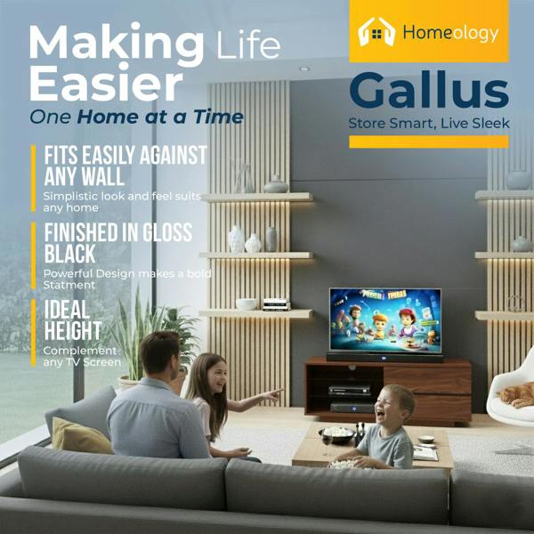 Homeology Gallus Premium Walnut with 2-Walnut Drawers and 3-Shelves 32"-55" LED/OLED/LCD TV Cabinet