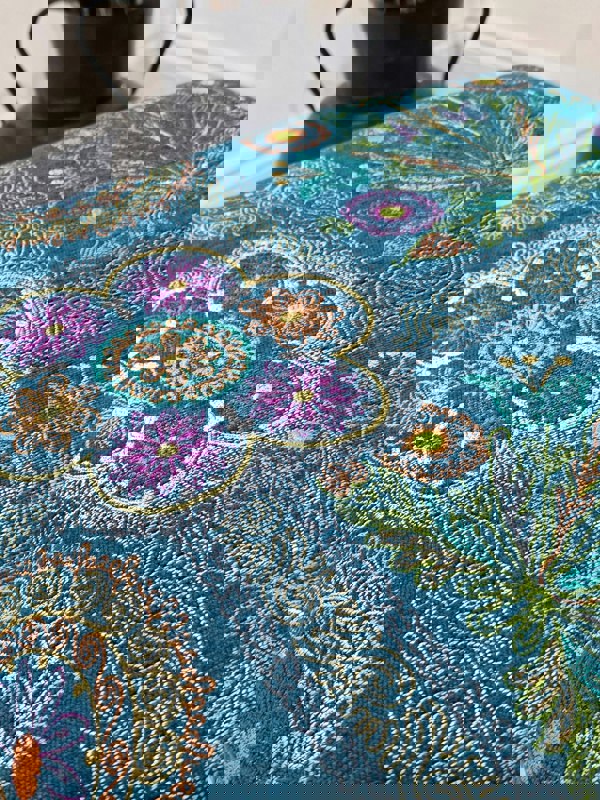 ISTOOLS Premium Loop Floral Green Pattern Footstool – Versatile Ottoman Bench & Coffee Table