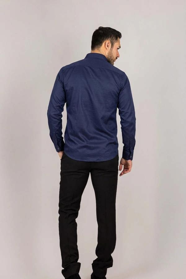 Men's Navy Double Cuff Oxford Shirt - TruClothing.com - 5
