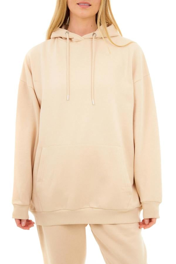 Smart Living Women's Cozy Polycotton Hoodie - Soft Pullover with Pocket - Stone
