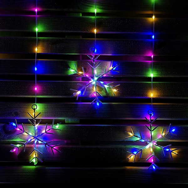 Samuel Alexander 1.2m Multi Colour LED Snowflake Curtain Lights Christmas Decorations