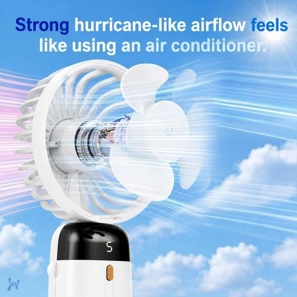 Dyzi Portable Handheld Mini Fan Rechargeable with Stand USB C 3 Speed