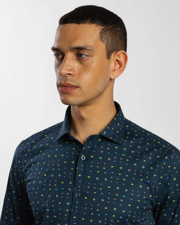 Steel & Jelly Limited Edition Abstract Spot Print Stretch Shirt