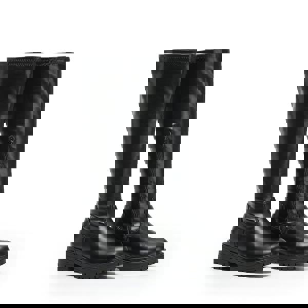 VIVA Harper: Womens Black Knee High Flat Riding Leather Winter Boots