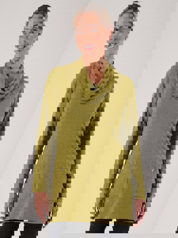 PennyPlain Tunic Cowl Neck Top- Forest