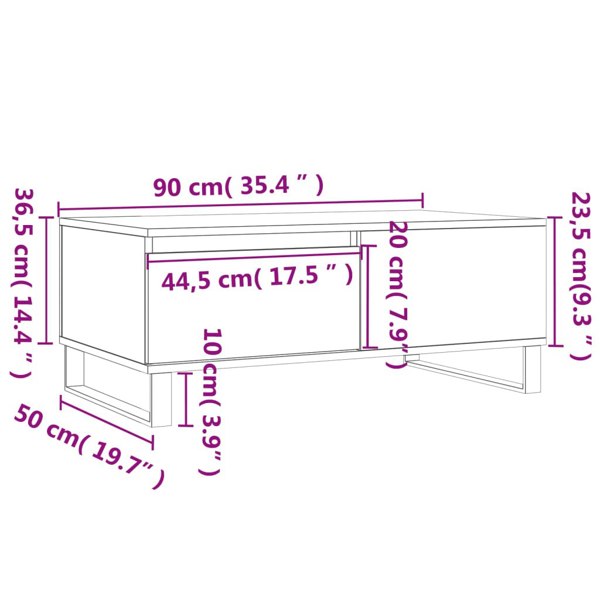 Berkfield Coffee Table Grey Sonoma 90x50x36.5 cm Engineered Wood