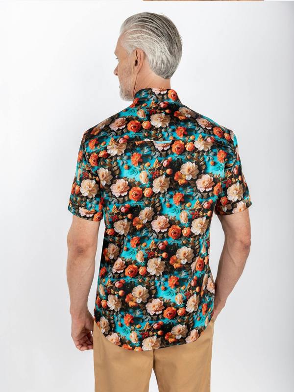 CLS2619 AQUA 3D FLOWERS - Claudio Lugli Shirts