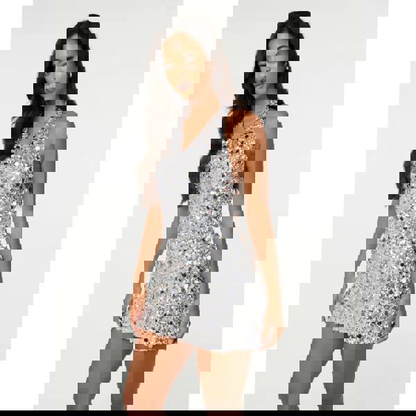 Pink Vanilla Halter Neck Sequin Dress