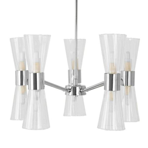 Pagazzi Lighting HERRERA 10 LIGHT POLISHED CHROME PENDANT CEILING LIGHT
