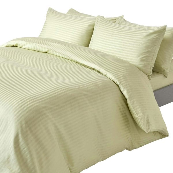 HOMESCAPES Silky 330 TC Egyptian Cotton Satin Stripe Duvet Cover Set