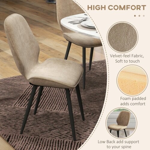 Wyld Haus Sumaba Velvet Light Brown Dining Chairs Set Of 2 With Metal Legs