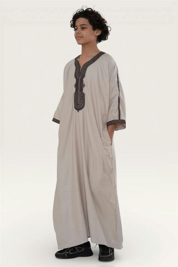 Infinity Leather Kids Boys Moroccan Thobe Robe Djellaba Gandoura Eid Jubba- K-HM66