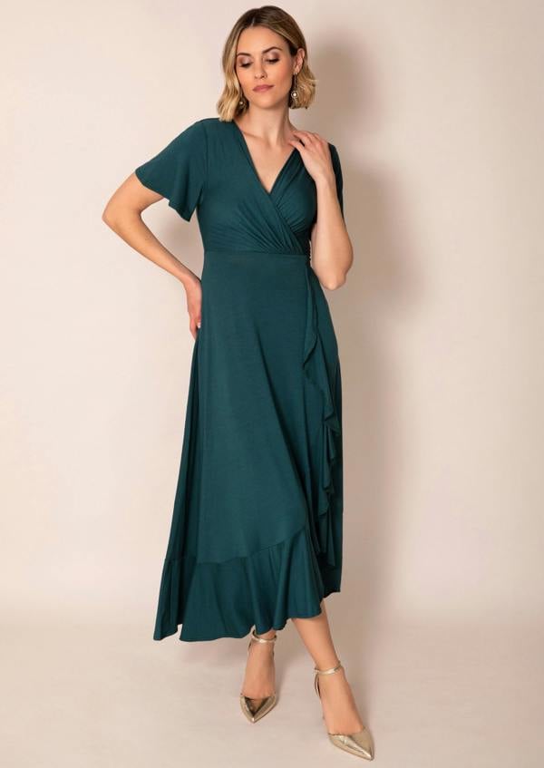 Alie Street London Waterfall Dress Petite (Pine Green)