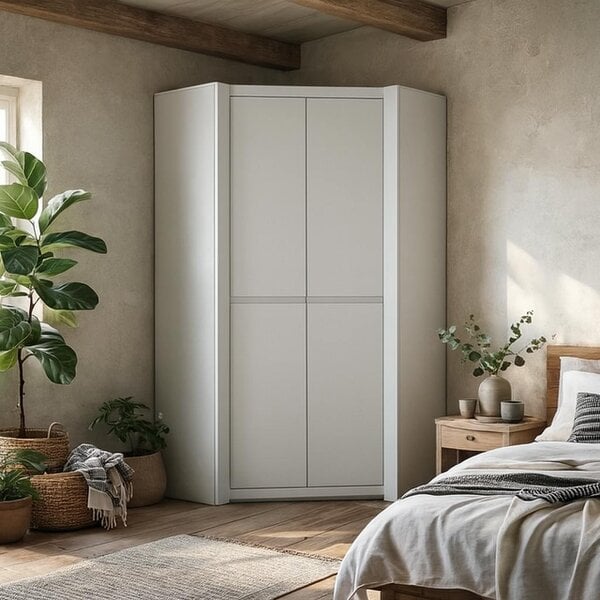 Wyld Haus Vienna Alpine White Corner Wardrobe 2 Door