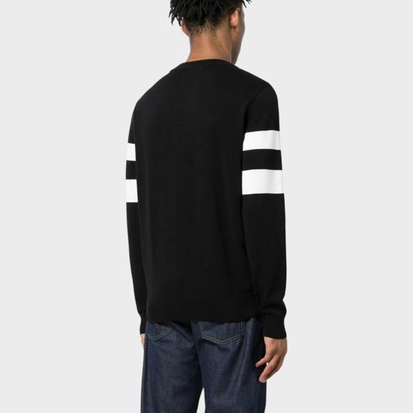 Supplied Fashion Ringer Embroidered Cotton Sweatshirt Black
