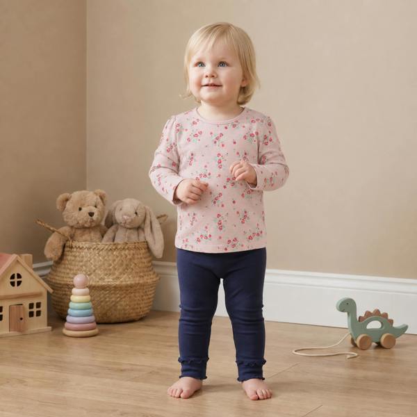 Mini Cuddles Baby Girls Printed Leggings Pack of 3, White, Mint and Navy Blue