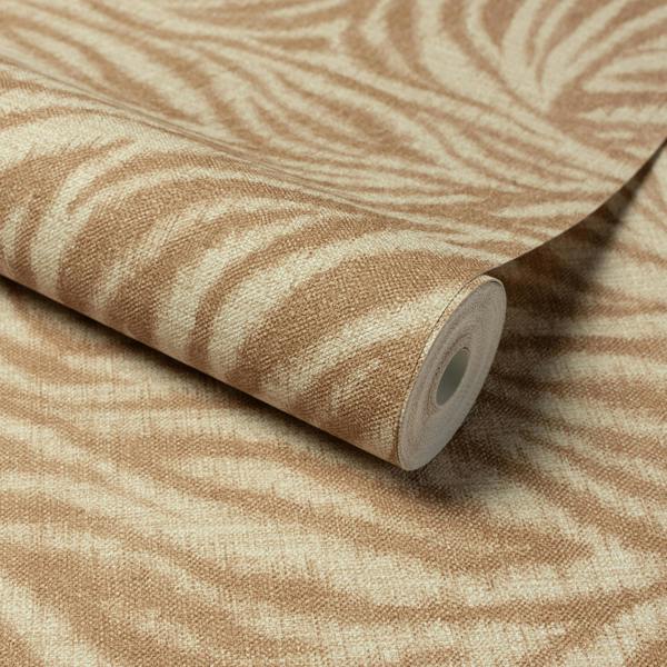 Grandeco Ankara Modern Zebra Print Textured Wallpaper, Terracotta Rust