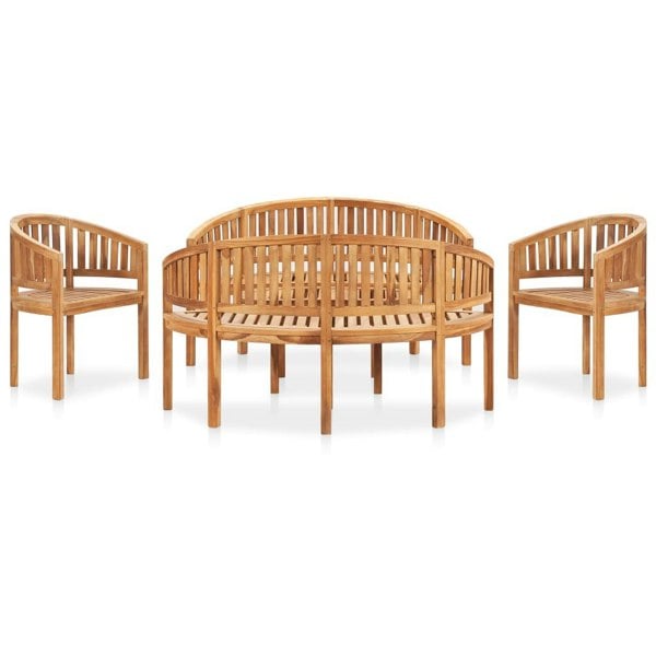 Berkfield 5 Piece Banana Garden Lounge Set Solid Teak Wood