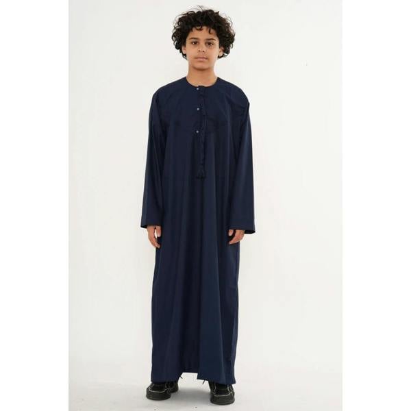 HM11 - Boy's Thobe Emirati Omani Bobble Button String Tassel - Navy - Thobez - 4