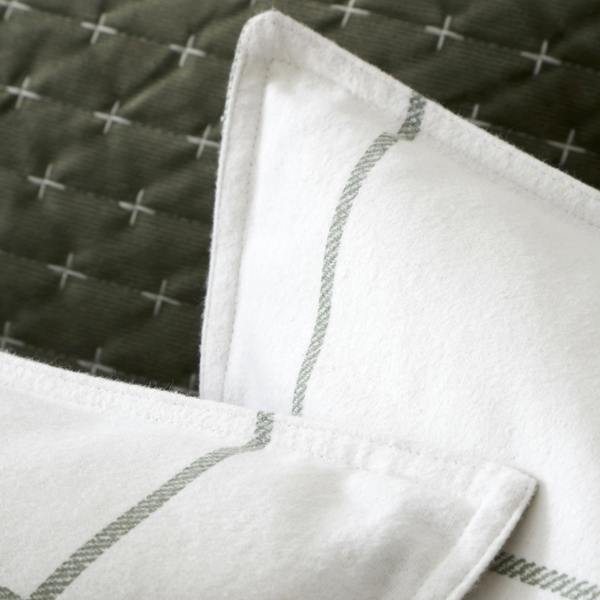 Bianca Brushed Regal Check Cotton Reversible Duvet Cover Set Green