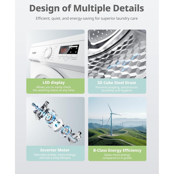 Comfee 9KG Load Freestanding Washing Machine 1400RPM Steam Wash