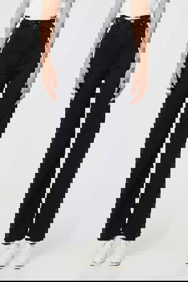 Black | High Waist Relaxed Wide Leg Jeans
