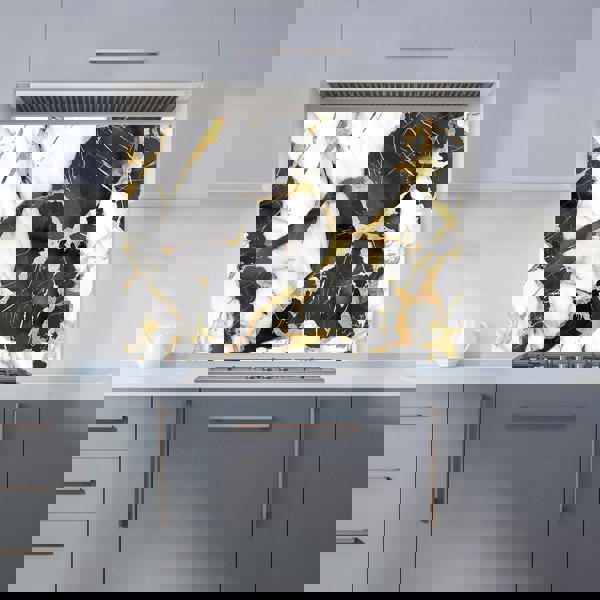 Warren Reed - Designer Gold And Black Marble Effect Kitchen Splashback