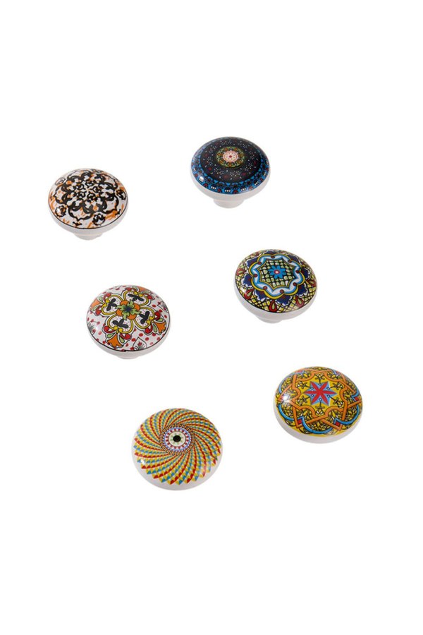 Living and Home 6Pcs Bohemian Style Mixed Color Ceramic Cabinet Drawer Knobs Furniture Accessories for Dresser, Drawer, Cabinet