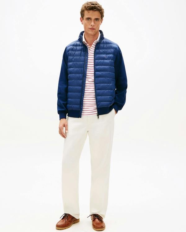 Tommy Hilfiger Essential RWB Mixed Media Mens Stand Collar Jacket - Carbon Navy