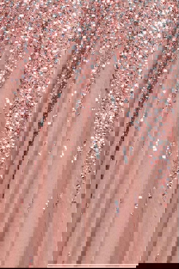 Sunray Hand Embellished Sequin A-Line Sleeveless Maxi Dress - Blush Pink DR2882