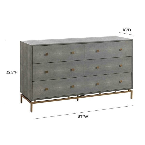 Furniture Edit Pesce Shagreen 6 Drawer Dresser Sideboard