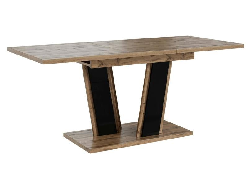 PHD Furniture MUSS Extendable Dining Table 120–160cm – Wotan Oak Effect & Black Gloss