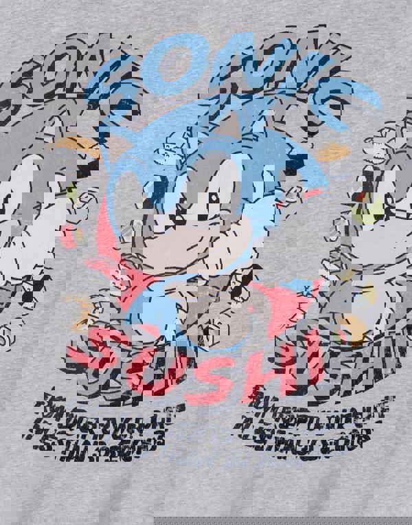 Sonic the Hedgehog Mens Grey Sonic Sushi Short Sleeved T-Shirt