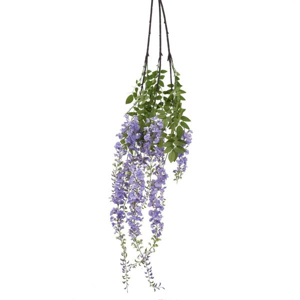 Wyld Haus Set of 3 Artificial Flowers Large Purple Wisteria Spray